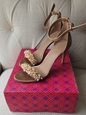 Tory Burch Logan Satin Crystal-Embellished Ankle-Strap Heels